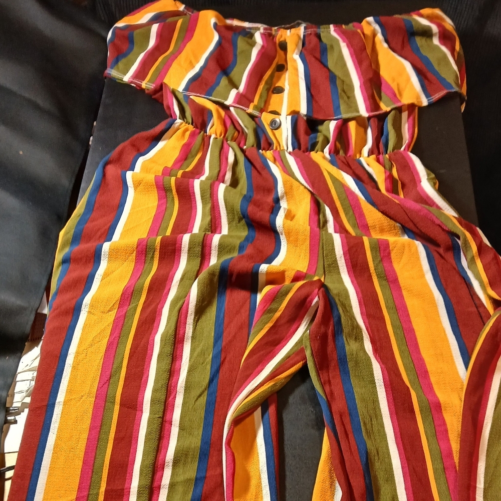 Meli+eve Stripe Rumper Dress One Piece Size L